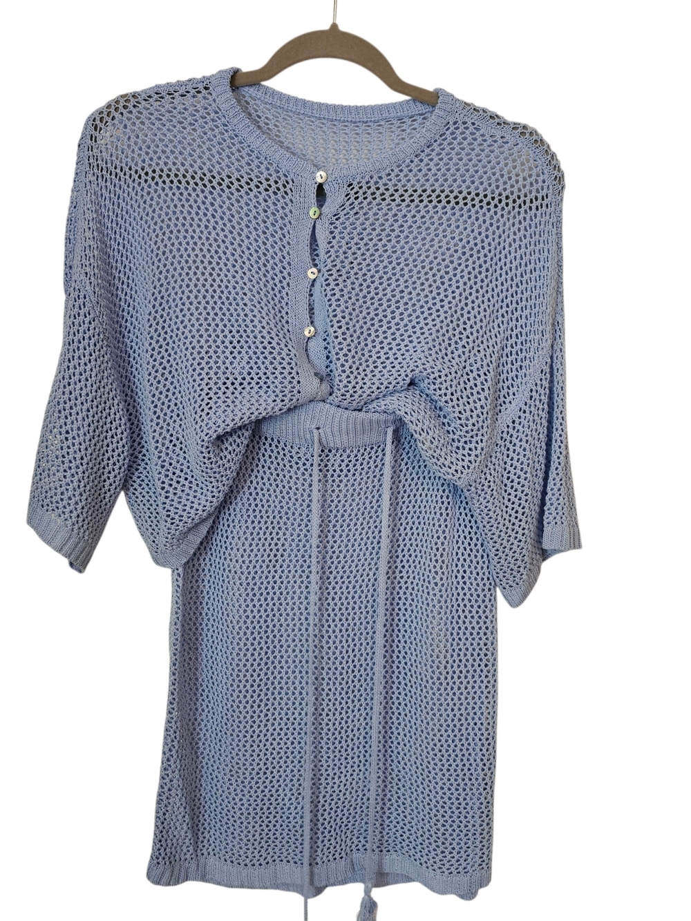 Light Blue Knit Beach Cover-Up Dress - Picture 3 of 10